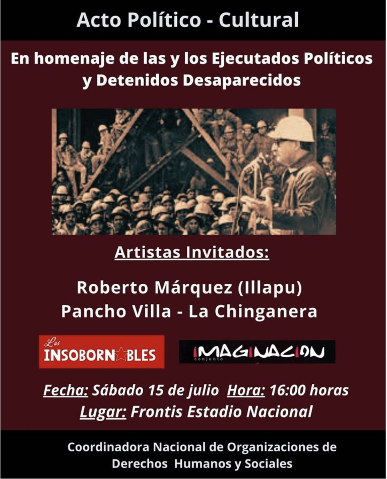 Roberto Márquez (Illapu) y pancho villa en homenaje de las y los ejecutados políticos y detenidos desaparecidos