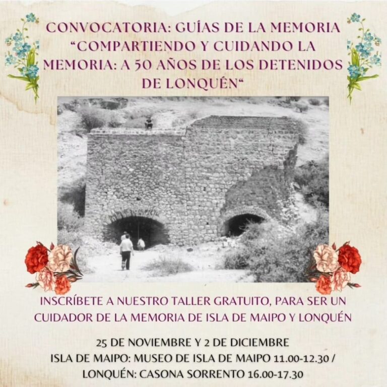 Convocatoria: Guías de la memoria «Compartiendo y cuidando la memoria: a 50 años de los detenidos de Lonquén»